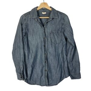 Fossil Indigo Blue Chambray Long Sleeve Button Down S